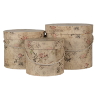 Clayre &amp; Eef   | Hoedendoos Set van 3 Beige &oslash; 23x20 / &oslash; 20x17 / &oslash; 17x14 cm | 65012