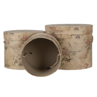 Clayre &amp; Eef   | Hoedendoos Set van 3 Beige &oslash; 23x20 / &oslash; 20x17 / &oslash; 17x14 cm | 65012