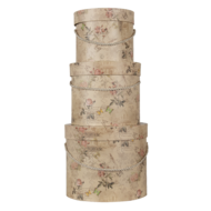 Clayre &amp; Eef   | Hoedendoos Set van 3 Beige &oslash; 23x20 / &oslash; 20x17 / &oslash; 17x14 cm | 65012