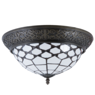 Clayre & Eef | Plafondlamp Tiffany Wit, Bruin ø 38x19 cm E14/max 2x40W | 5LL-5891
