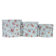 Hoedendoos (set van 3) ø 23*19 / ø 20*16 / ø 17*14 cm Blauw | 65008 | Clayre & Eef