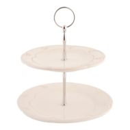 Clayre & Eef | Etagère 2 laags Beige ø 21x23 cm | 6CE0266