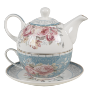 Tea for one set 16*10*14 cm / 400 ml / 250 ml Blauw | PECTEFO | Clayre & Eef 1