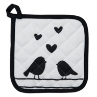 LBS45 Pannenlap Wit, Zwart 20*20 cm 20*20 cm Wit | LBS45 | Clayre & Eef