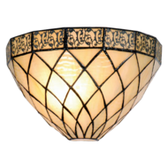 5LL-1138 Wandlamp Tiffany Beige, Bruin 30*15*20 cm E14/max 1*40W 30*15*20 cm E14/max 1*40W Creme | 5LL-1138 | Clayre & Eef