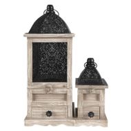 64960 Lantaarns Set van 2 Bruin 20*20*53 cm 20*20*53 / 14*14*25 cm Bruin | 64960 | Clayre & Eef