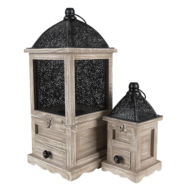 64960 Lantaarns Set van 2 Bruin 20*20*53 cm 20*20*53 / 14*14*25 cm Bruin | 64960 | Clayre & Eef 1