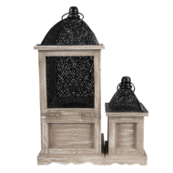 64960 Lantaarns Set van 2 Bruin 20*20*53 cm 20*20*53 / 14*14*25 cm Bruin | 64960 | Clayre & Eef 2