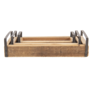 Clayre &amp; Eef   | Decoratief Dienblad set van 3 Bruin 35x20x5 / 30x15x5 / 25x10x5 cm | 6H2008