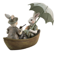 Clayre & Eef | Decoratie Konijn Groen, Bruin, Beige 14x10x12 cm | 6PR3534