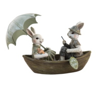 Clayre & Eef | Decoratie Konijn Groen, Bruin, Beige 14x10x12 cm | 6PR3534