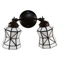 Clayre & Eef | Wandlamp Tiffany Wit, Bruin 30x23x23 cm E14/max 2x40W | 5LL-6211
