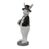 Clayre & Eef | Decoratie Beeld Konijn Zwart, Wit 7x7x20 cm | 6PR3572