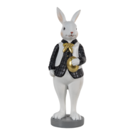 Clayre & Eef | Decoratie Beeld Konijn Zwart, Wit 7x7x20 cm | 6PR3580