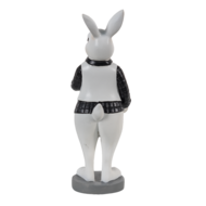 Clayre & Eef | Decoratie Beeld Konijn Zwart, Wit 7x7x20 cm | 6PR3580