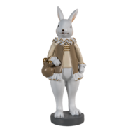 Clayre & Eef | Decoratie Beeld Konijn Beige, Wit 10x8x25 cm | 6PR3583