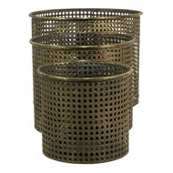 6Y4531 Windlicht (3) Ø 33*27 / Ø 27*23 / Ø 21*19 cm Koperkleurig Ijzer Rond Kaarsenhouder