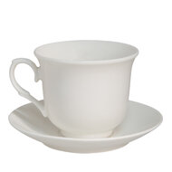 Clayre & Eef | Kop en schotel set van 6 Wit ø 36x12 cm / 220 ml | 6CE1441