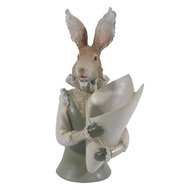Clayre & Eef | Decoratie Beeld Konijn Groen, Bruin, Beige 16x13x30 cm | 6PR3594