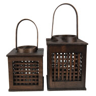 Clayre & Eef | Windlicht Bruin 17x17x20 cm | 6RO0580S