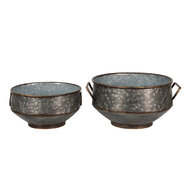 Clayre & Eef | Bloempotten Binnen Set van 2 Grijs, Bruin 40x35x20 / 32x31x15 cm | 6Y4772
