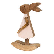 Clayre & Eef | Decoratie Beeld Konijn Bruin, Roze 17x7x30 cm | 6H2151L