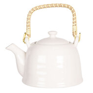 Clayre & Eef | Theepot met Filter Wit 17x12x10 cm / 600 ml | 6CETE0088M