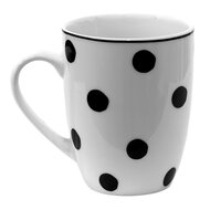 Clayre & Eef | Mok Wit, Zwart 12x8x10 cm / 350 ml | BDMU