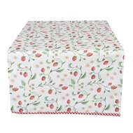 Clayre & Eef | Tafelloper Wit, Rood, Groen 50x140 cm | WIS64