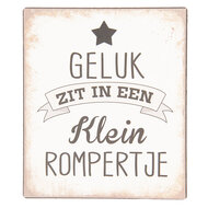 Clayre & Eef | Tekstbord Beige Zwart 13x1x15 cm | 6Y3648NL