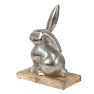 Clayre & Eef | Decoratie Beeld Konijn Zilverkleurig 21x11x28 cm | 6AL0056L