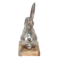Clayre & Eef | Decoratie Beeld Konijn Zilverkleurig 21x11x28 cm | 6AL0056L