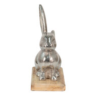 Clayre & Eef | Decoratie Beeld Konijn Zilverkleurig 21x11x28 cm | 6AL0056L