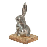 Clayre & Eef | Decoratie Beeld Konijn Zilverkleurig 11x10x20 cm | 6AL0056M