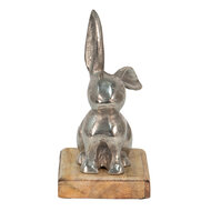 Clayre & Eef | Decoratie Beeld Konijn Zilverkleurig 11x10x20 cm | 6AL0056M