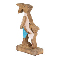 Clayre & Eef | Decoratie Beeld Konijn Bruin, Blauw 12x6x22 cm | 6H2153