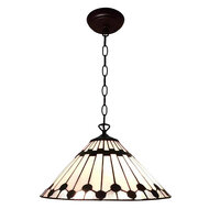 Clayre & Eef | Hanglamp Tiffany Wit, Bruin ø 40 cm E27/max 1x60W | 5LL-6176
