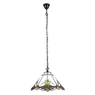 Clayre & Eef | Hanglamp Tiffany Beige, Bruin ø 31x107 cm E27/max 1x60W | 5LL-6184