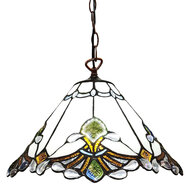 Clayre & Eef | Hanglamp Tiffany Beige, Bruin ø 31x107 cm E27/max 1x60W | 5LL-6184