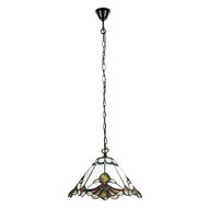 Clayre & Eef | Hanglamp Tiffany Beige, Bruin ø 31x107 cm E27/max 1x60W | 5LL-6184