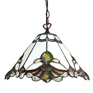 Clayre & Eef | Hanglamp Tiffany Beige, Bruin ø 31x107 cm E27/max 1x60W | 5LL-6184