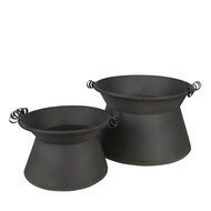 Clayre & Eef | Bloempotten Binnen Set van 2 Grijs ø 28x20 cm / ø 22x16 cm | 6Y4649