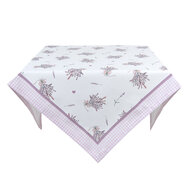 Clayre & Eef | Vierkant Tafelkleed Wit, Groen, Paars 100x100 cm | LAG01