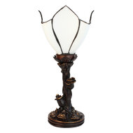 Clayre & Eef | Tiffany Tafellamp Bloem Wit, Bruin ø 18x32 cm E14/max 1x25W | 5LL-6231