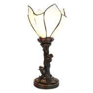 Clayre & Eef | Tiffany Tafellamp Bloem Wit, Bruin ø 18x32 cm E14/max 1x25W | 5LL-6231