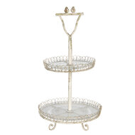Clayre & Eef | Etagère 2 laags Wit ø 36x65 cm | 5Y0728