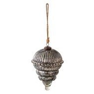 Clayre & Eef | Kerstbal XL Zilverkleurig ø 14x21 cm | 6GL3923