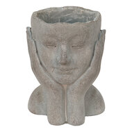 Clayre & Eef | Bloempot Binnen Hoofd Grijs 16x16x22 cm | 6TE0410L