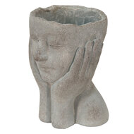 Clayre & Eef | Bloempot Binnen Hoofd Grijs 16x16x22 cm | 6TE0410L