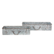 Clayre & Eef | Planthouder Grijs set van 2 61x16x12 / 50x13x11 cm | 5Y1074